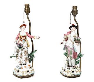 A Pair of English Porcelain Figures, Height of figures 13 inches.