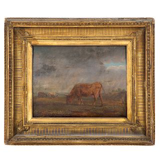 Flemish School, 18th c. Cattle Grazing, oil