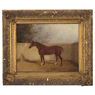 British School, 19th c. Racehorse, oil on canvas