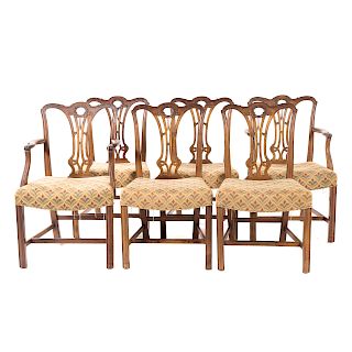 Six Federal carved mahogany dining chairs