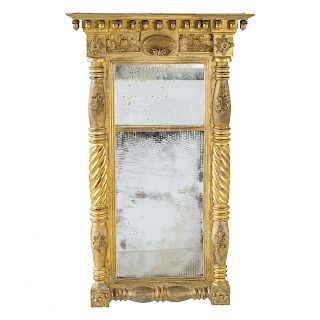 American Classical carved giltwood tabernacle mirror