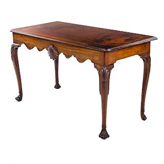 Irish Chippendale carved walnut side table