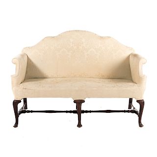 George II carved walnut upholstered settee