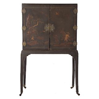 Chinese lacquerware cabinet on stand