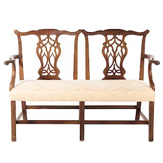 George III mahogany double chair-back settee