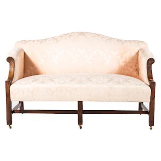 George III upholstered mahogany settee