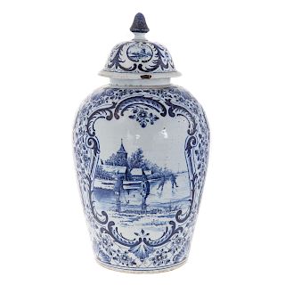 Dutch blue and white Delftware jar