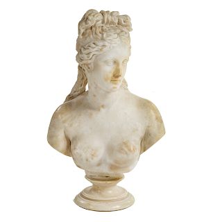 Italian carved alabaster bust of nude female