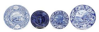 Four Historical Blue Staffordshire Plates, Enoch Wood & Sons, Diameter of first 10 inches.