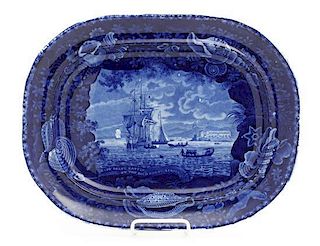 A Historical Blue Staffordshire Platter, Enoch Wood & Sons, Width 16 1/2 inches.