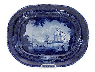 A Historical Blue Staffordshire Platter, Width 18 1/2 inches.
