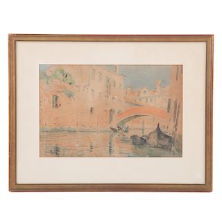 Henry Bacon. "An Old Bridge, Venice," watercolor