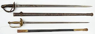 French Mid-19th Century Military Swords, Lot of Two 