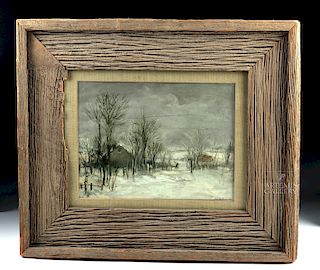 Signed / Framed Painting of Winter Scene - Dujardin