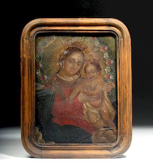 19th C. Mexican Retablo, Our Lady, Refuge of Sinners