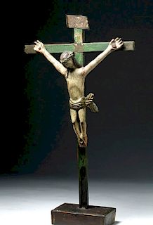 19th C. Guatemalan Painted Wood Cristo / Christ