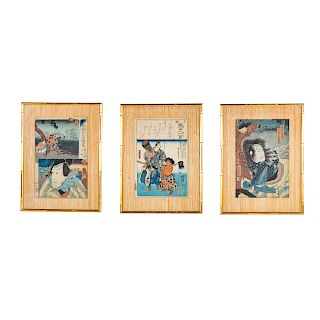 Three Japanese color woodblock prints