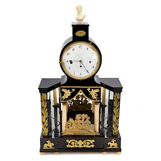 Napoleon III ebonized wood mantel clock