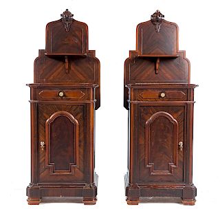 Pair Victorian rosewood & marble night stands