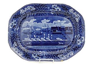 A Historical Blue Staffordshire Platter, Clews, Width 19 inches.