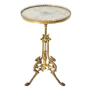 Continental brass & marble side table