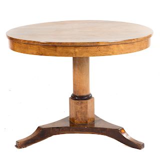 Biedermeier birch & parcel ebonized tilt-top table