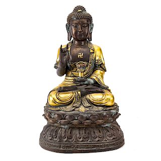Indian bronze and gilt-bronze Buddha