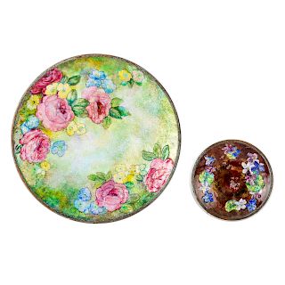 Two Camille Faure Limoges enamel plates