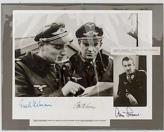 German WWII Fighter Pilots' Autographs, Lot of Three 
