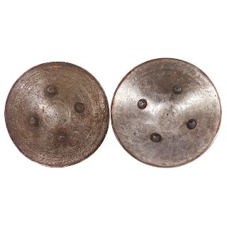 Two Persian metal shields