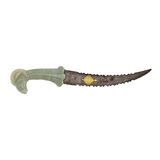 Chinese dagger with carved jade handle