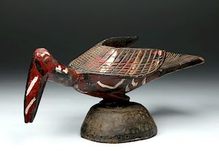 20th C. African Yoruba Wood Headdress - Bird