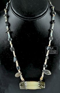Wearable Bactrian Faience & Stone Necklace w/ Bronze