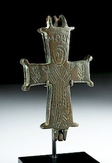 Bronze Byzantine Reliquary Cross - Nice Condition
