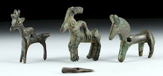 Lot of 4 Luristani Copper / Lead Miniature Figurines