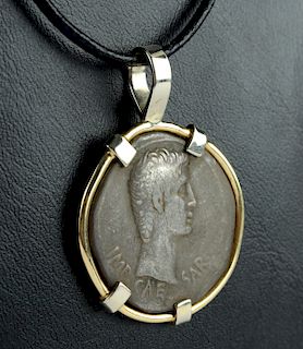 Roman Silver Augustus Cistophorus Tetradrachm Necklace