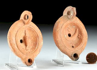 Lot of 2 Roman Pottery Oil Lamps, ex-Bonhams