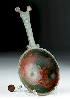 Roman Bronze Handled Patera - Rare Form