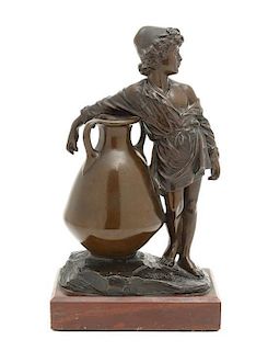 A German Figural Bronze, W. Uhlmann, Height 8 1/2 x width 3 1/4 x length 3 7/8 inches.