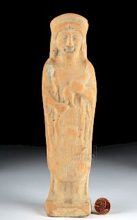 Greek Archaic Terracotta Kore & Animal, ex-Bonhams