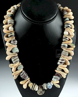 Necklace of Ancient Greek Glass & Antelope Teeth