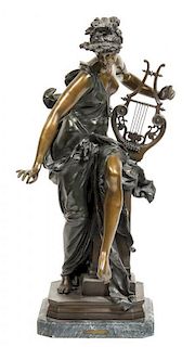 A French Bronze Figure, after Albert-Ernest Carrier-Belleuse, Height overall 33 inches.