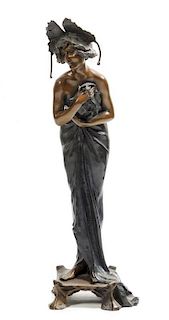 A French Bronze Figure, after Lucien Charles Edouard Alliot, Height 27 1/4 inches.