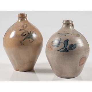 Tyler & Dillon and N Clark & Co. Two-Gallon Stoneware Jugs 