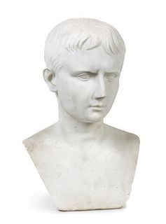 An Italian Marble Bust, Height 17 inches.