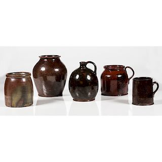 Redware Pottery, including a Jug from the George McKearin Collection