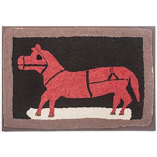 Hooked Rug with Standing Horse