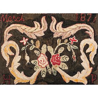 American Hooked Rug, Signed and Dated