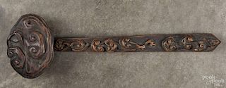 Chinese carved hardwood ruyi scepter, 13 1/4'' l.