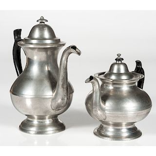 Sellew Pewter Coffee Pot and Gleason Teapot